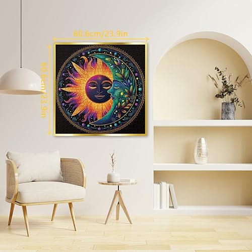 Miniatura 5 de Rompecabezas coloridos de luna solar para adultos, 1000 piezas, arte hermoso, sol, planeta, paisaje, rompecabezas, desafiantes, bonitas estrellas,