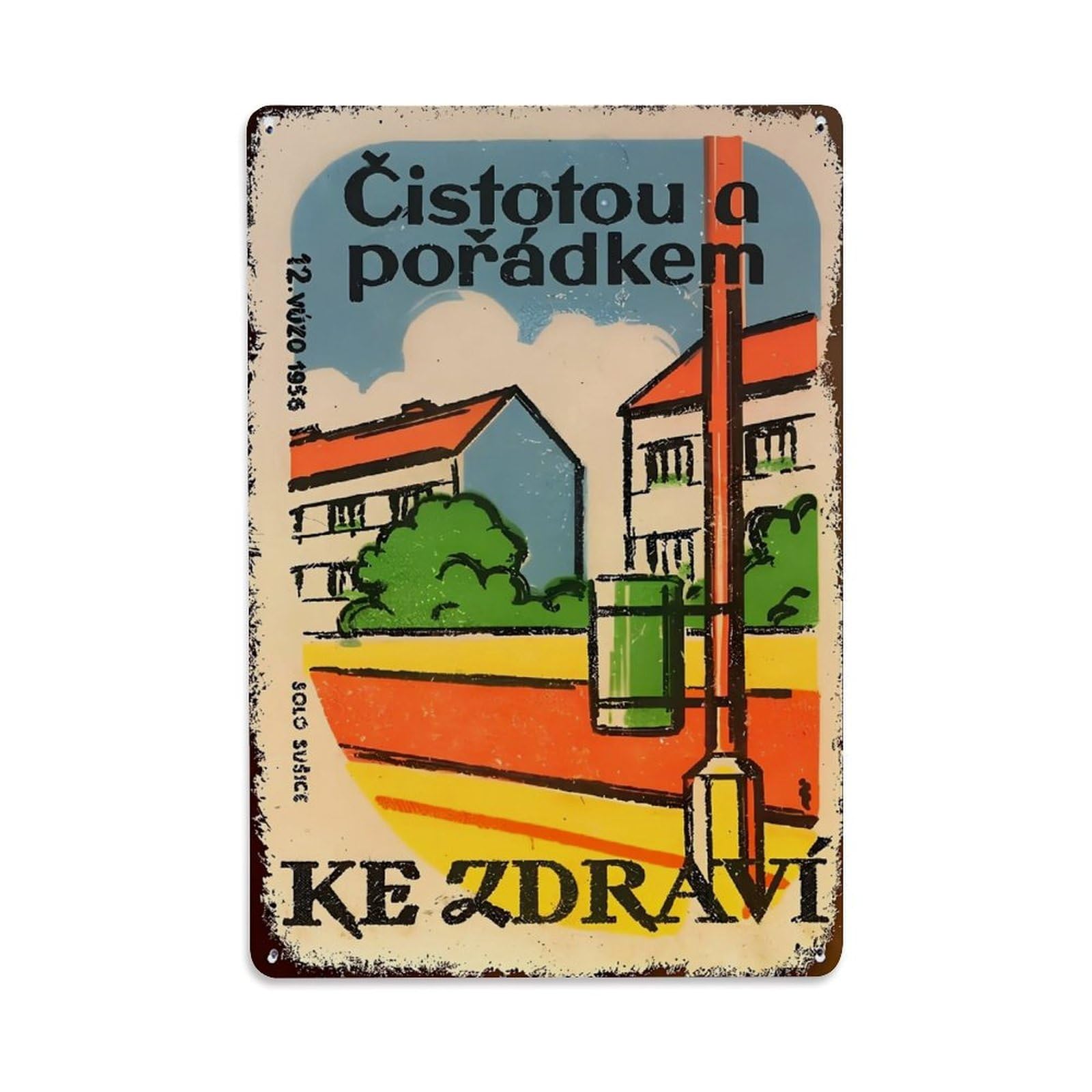 Nestemfo Vintage Czech Health Poster Design Tin Sign Metal Sign, Living Room,Bar, Home, Bedroom Wall Decor,Retro Metal Poster 8X12 Inches