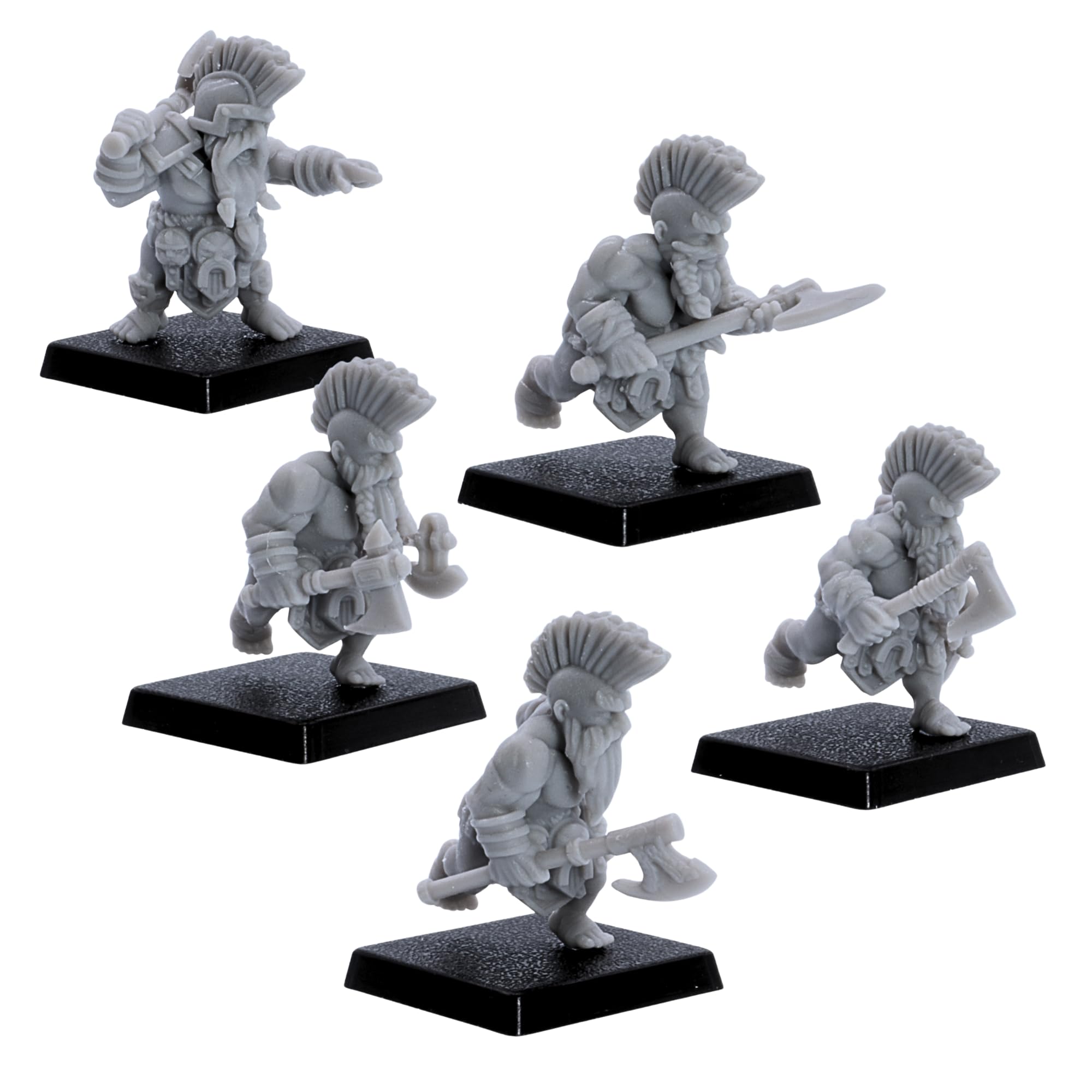 Forged Terrain Dwarf Slayers Berserkers - 16 Miniatures for DnD & Wargaming, Grey, 3cm - Image 4