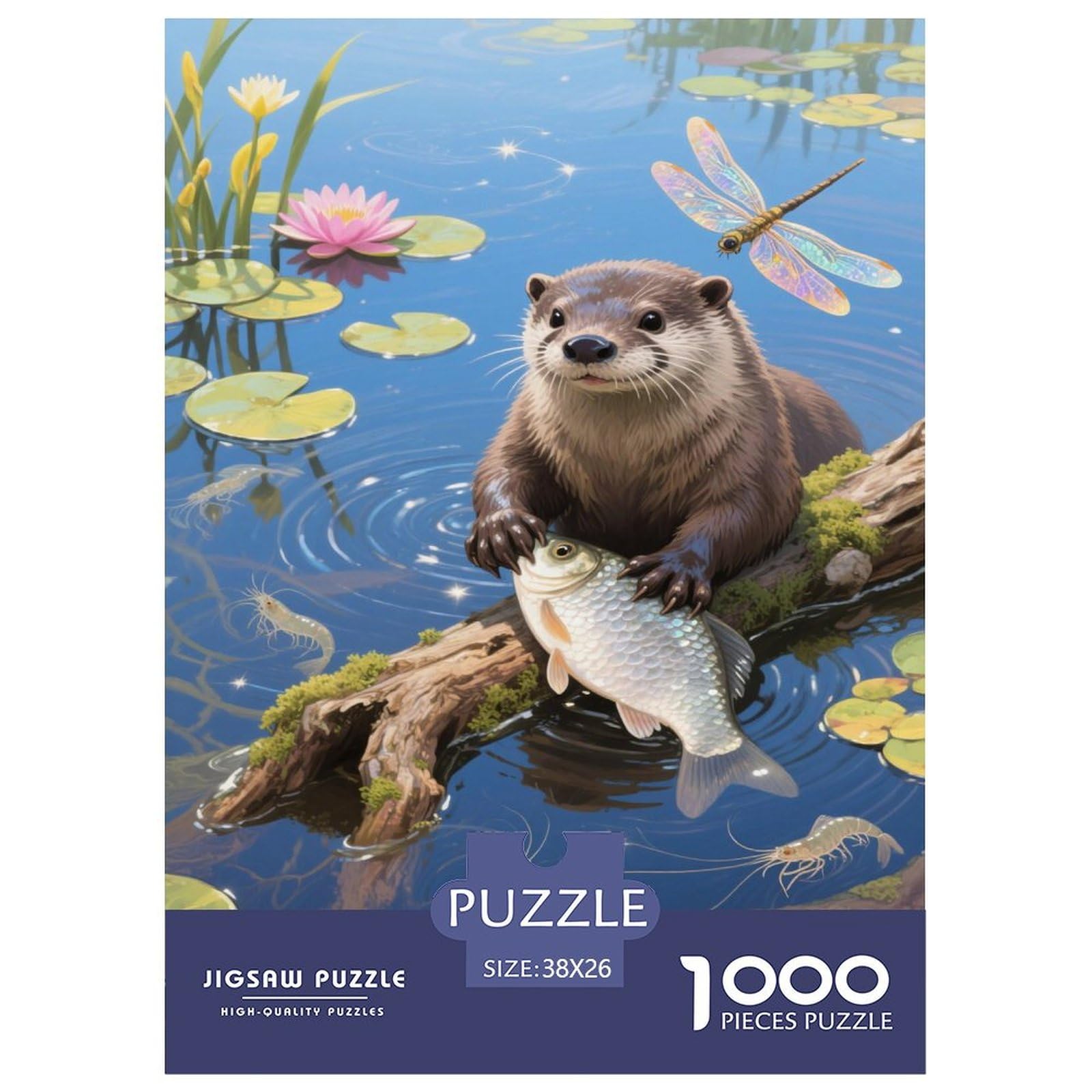 Puzzle European Otter 1000 Piece Challenge Toy for Adults,Natural Water Scene Impossible Jigsaw Puzzles 1000 Piece Educational Game Home Decoration 38x26cm/1000pcs