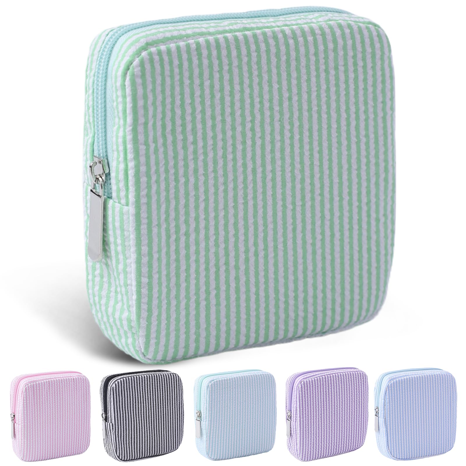 Teircno Period Bag for Teen Girls | Striped Sanitary Napkin Storage Bag | Cute Pads Pouch for Period | Menstrual Pouch for Pads, Tampons, Menstrual