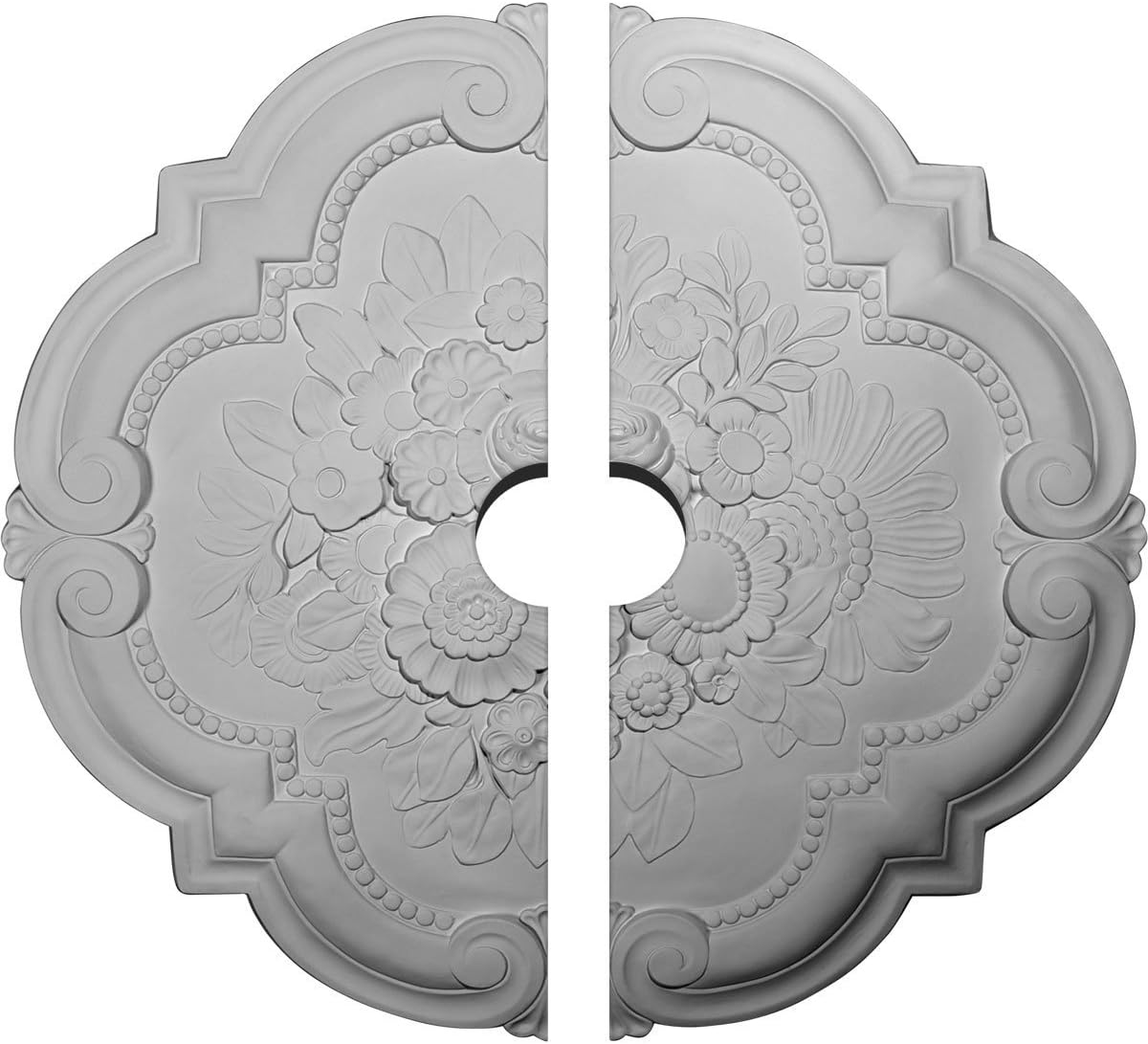 Ekena Millwork CM24VI2-03500 24 3/8"OD x 3 1/2"ID x 1"P Victorian Ceiling Medallion, Fits Canopies up to 3-1/2", 2 Piece