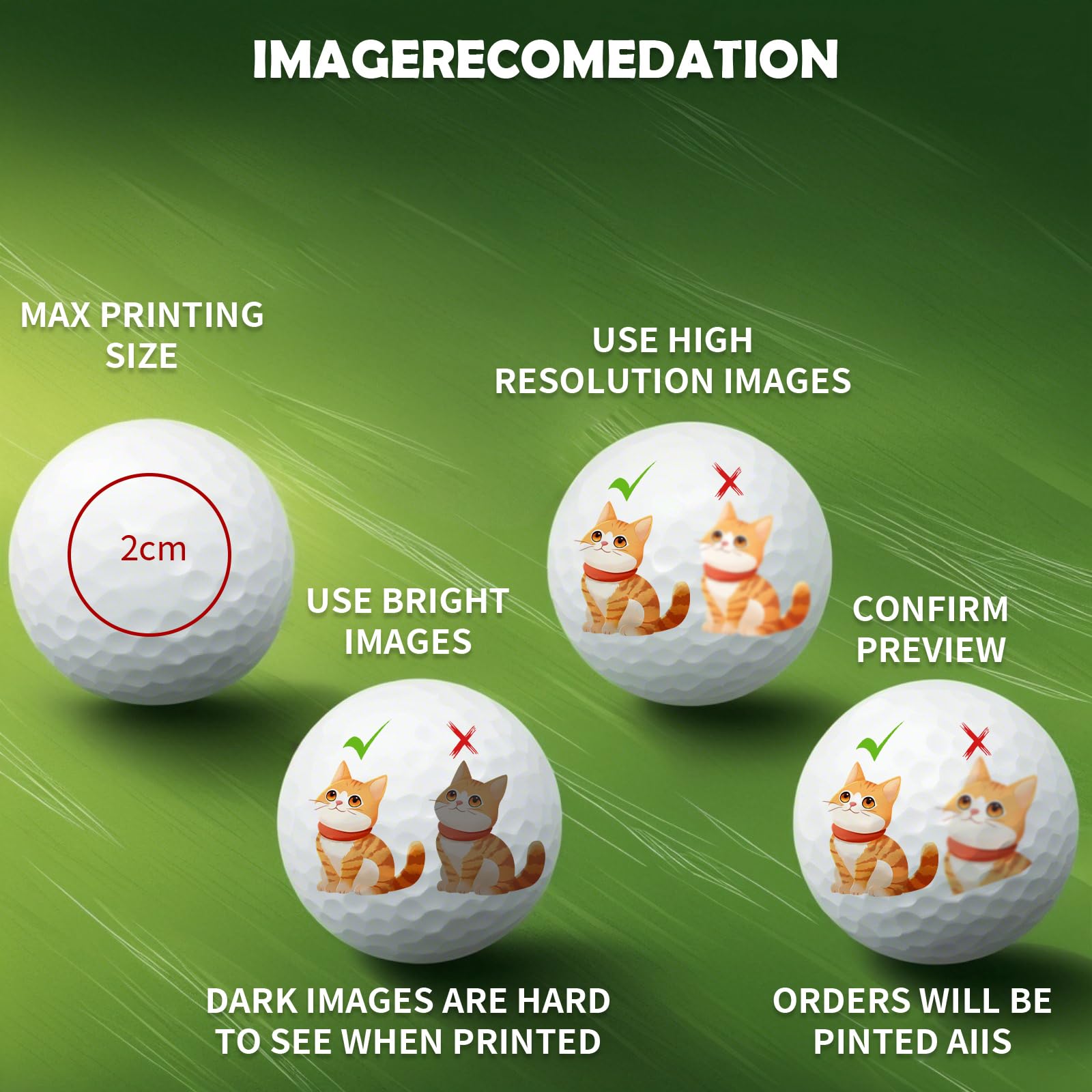 Pelotas de golf personalizadas de doble cara con nombre, logotipo o texto para regalos y eventos