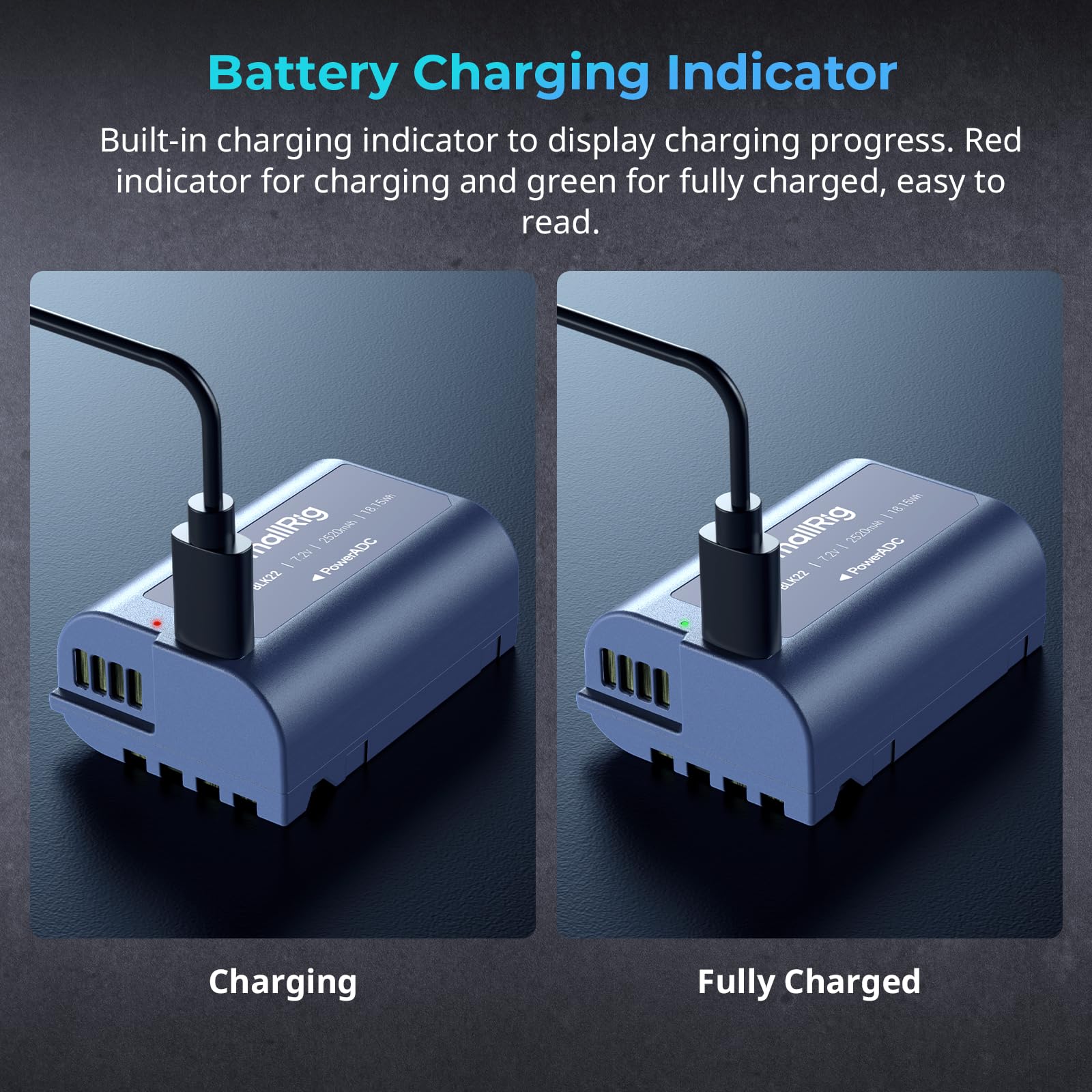 SMALLRIG Camera Battery Akku für DMW-BLK22 2520mAh USB-C Ersatzakku für Panasonic LUMIX GH5, S5, 2,5H voll aufgeladener Akku für Panasonic LUMIX GH5 II, S5 II, GH7, GH6, S9, S9 II, S5 IIX – 4906