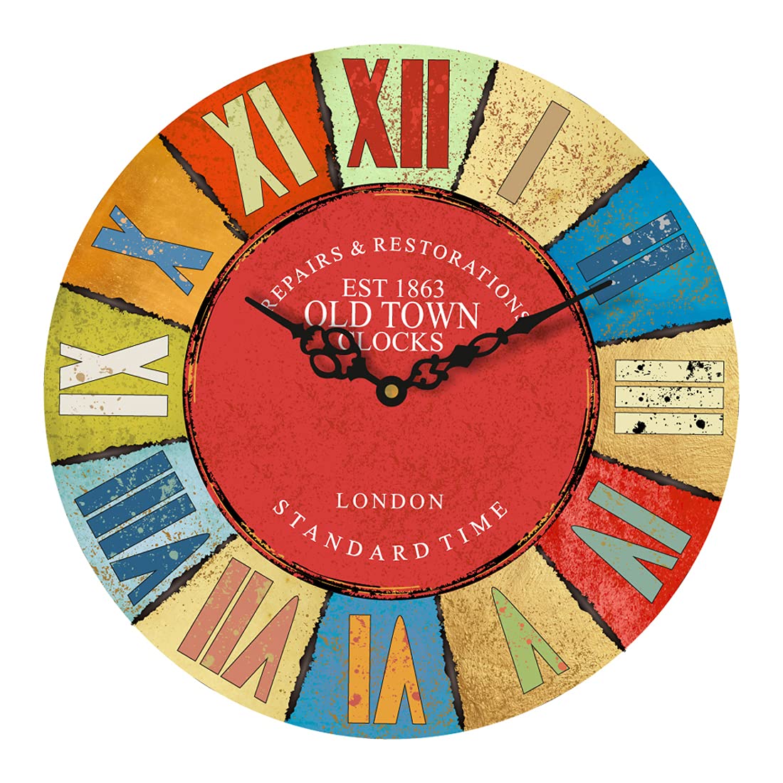 Sehaz Artworks Wall Clocks | Wooden Wall Clock for Home Decor (11 Inch, Old_Town)