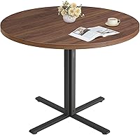 VASAGLE Round Dining Table for 4, 31.5 Inch Small Kitchen Table, Farmhouse Somber Walnut, Water-Resistant & Stable UKDT082K01V1