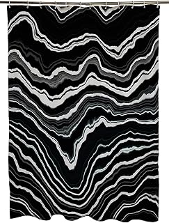 Fabric Bathroom Curtain Wide Black Calcite Onyx Carnelian Gem Quartzous Slice Fibrillar Nature Pattern Textures Lane Agate Shower Curtain Waterproof Shower Curtain Set with Hooks 60"×72"