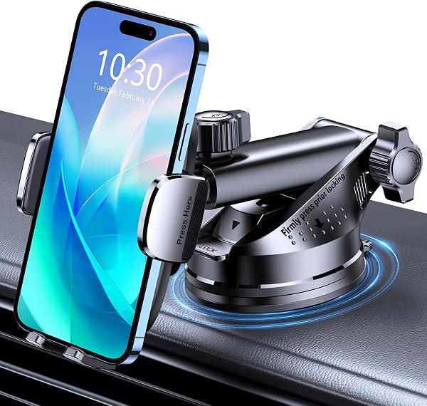 Mohard Porta Cellulare Auto, Mai Cadere Supporto Telefono Auto Cruscotto Ultra Robusto, Rilascio Rapido & 360° Ruotabile Ventosa Porta Telefono Set Interni Automobile Universale per Smartphone da 4-7" - 1