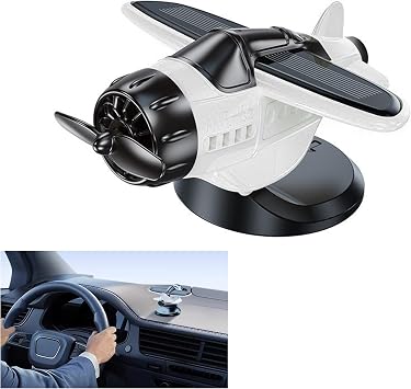 Solar-Powered Moving Airplane Car DecorWhite | Solar Planes Dashboard Ornament, Car Interior Accessory Auto-Rotating Suitable for Car Office Home Decor Xmas Birthday Gift