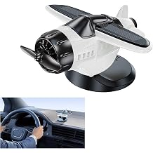 Solar-Powered Moving Airplane Car Decor Solar Helicopter Planes Dashboard Ornament, Car Interior Accessory Auto-Rotating Suitable for Car Office Home Decor Xmas New Year Birthday Gift White
