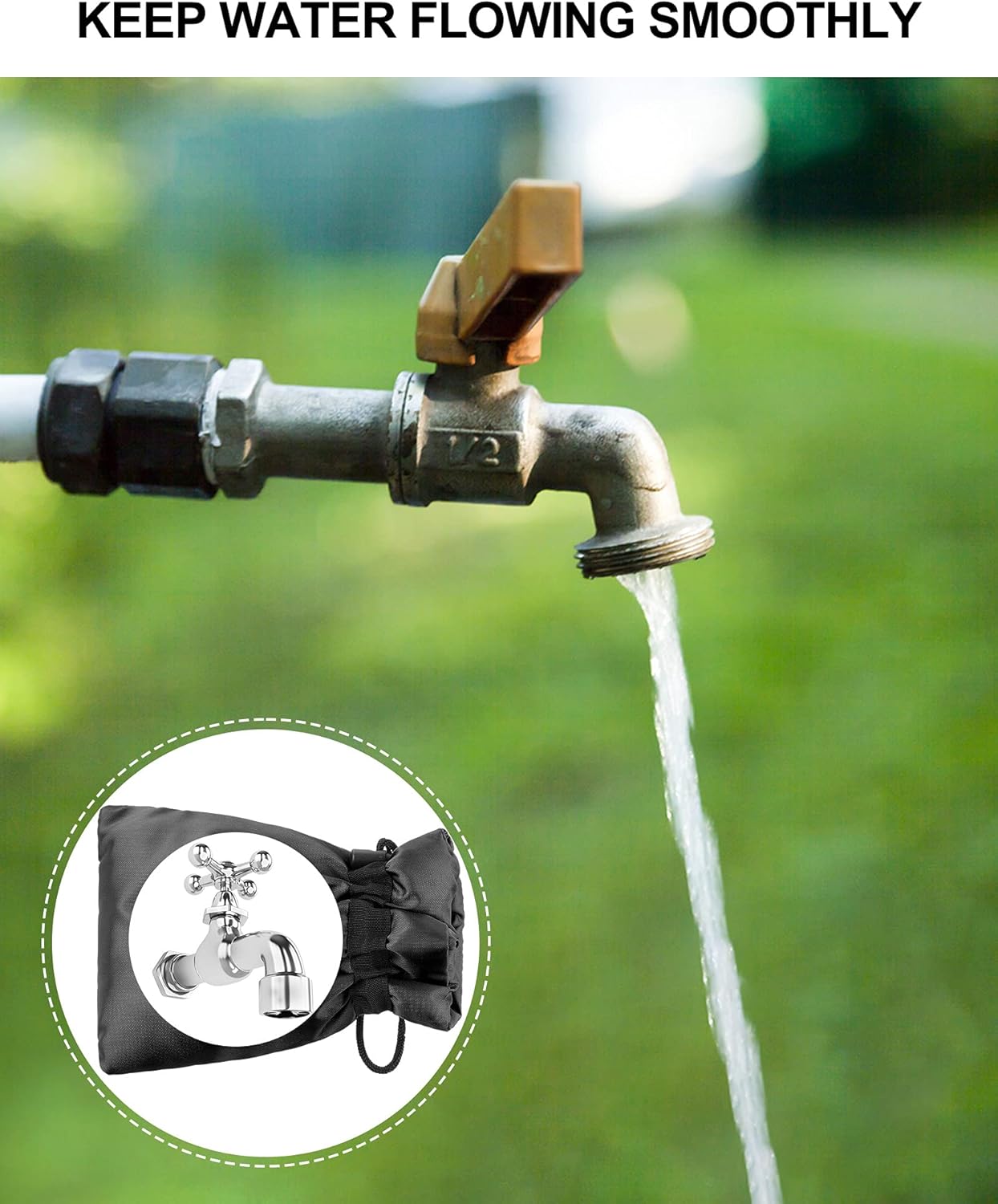 8 Pieces Outdoor Faucet Cover for Winter Insulated Spigot Cover Waterproof Faucet Socks Outside Water Hose Bib Covers Reusable Tap Protector Faucet Covers for Winter Freeze Protection (Black) (Black) : Patio, Lawn & Garden