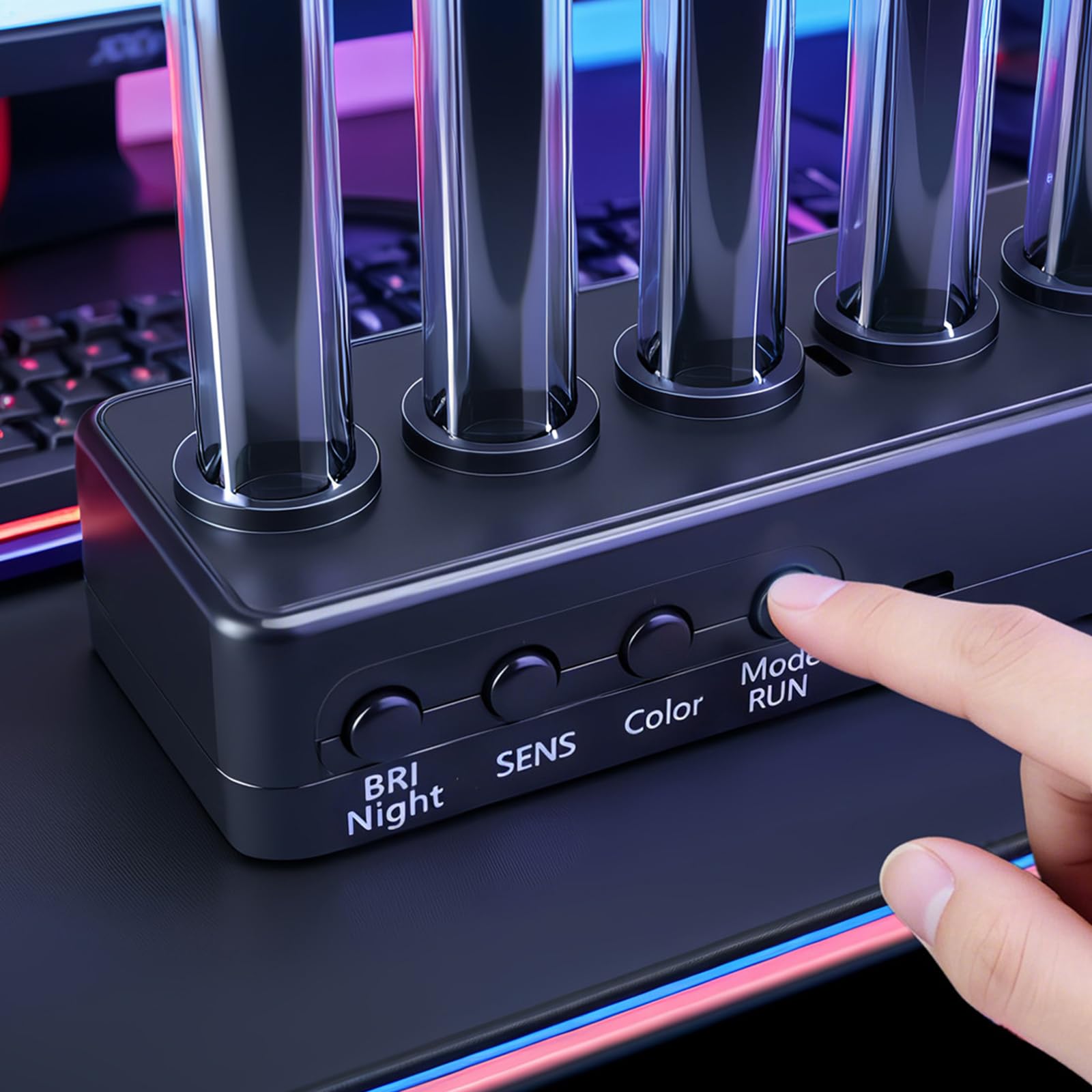 Visualizzatori audio a LED con controllo vocale con 14 RGB a colori e 8 effetti di illuminazione per computer e configurazioni di gioco Lampada d'atmosfera RGBs