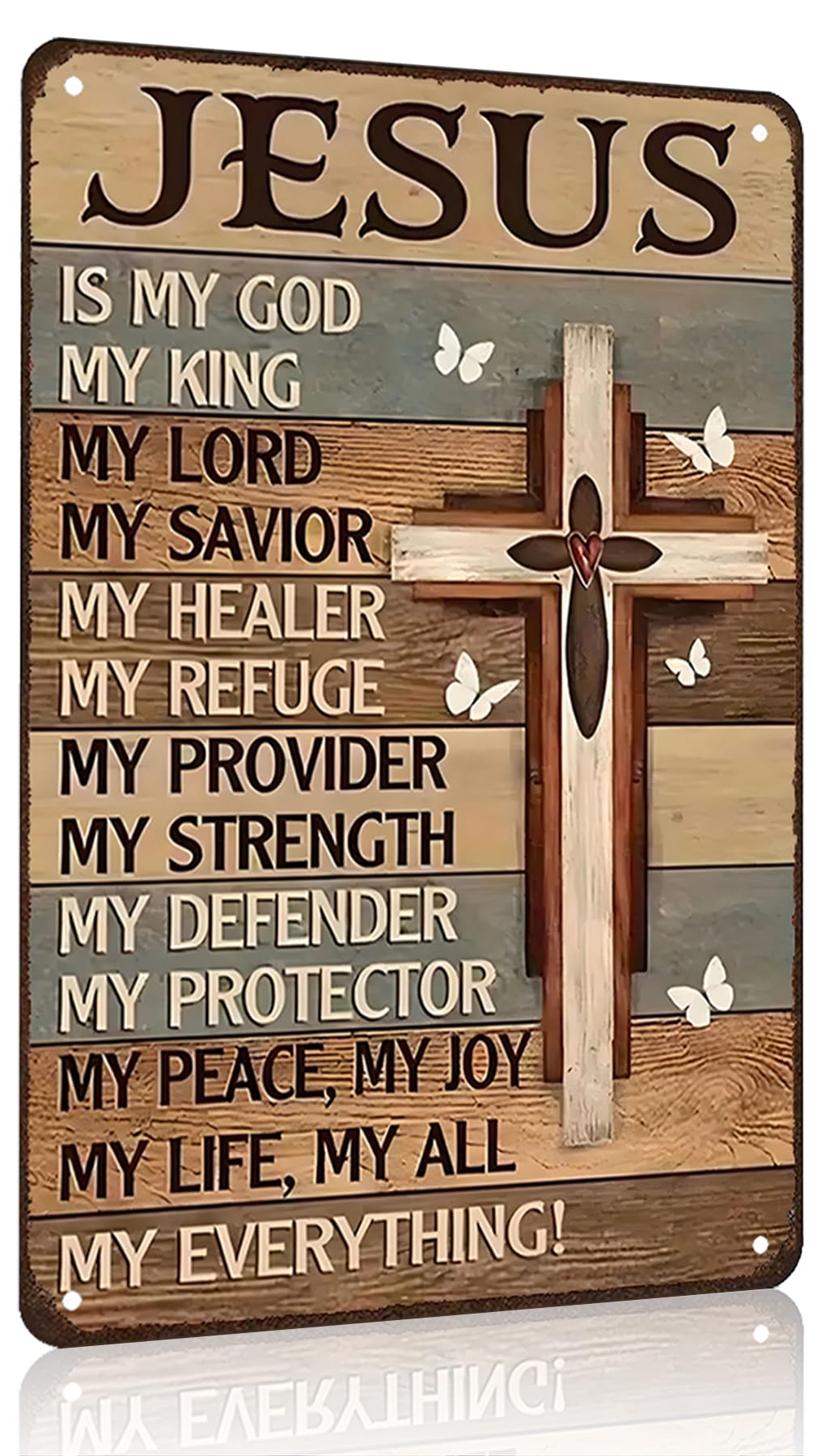 Christian Jesus Gifts Jesus Is My God My King My Everything Vintage Tin Sign Religious Wall Decor Metal Sign Plaque Poster 8X12 Inches