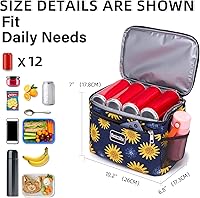 Vista 4 de Lonchera aislada para mujereshombres, paquete de 2 loncheras pequeñas, lonchera reutilizable para el trabajo, bolsa a prueba de fugas con correa