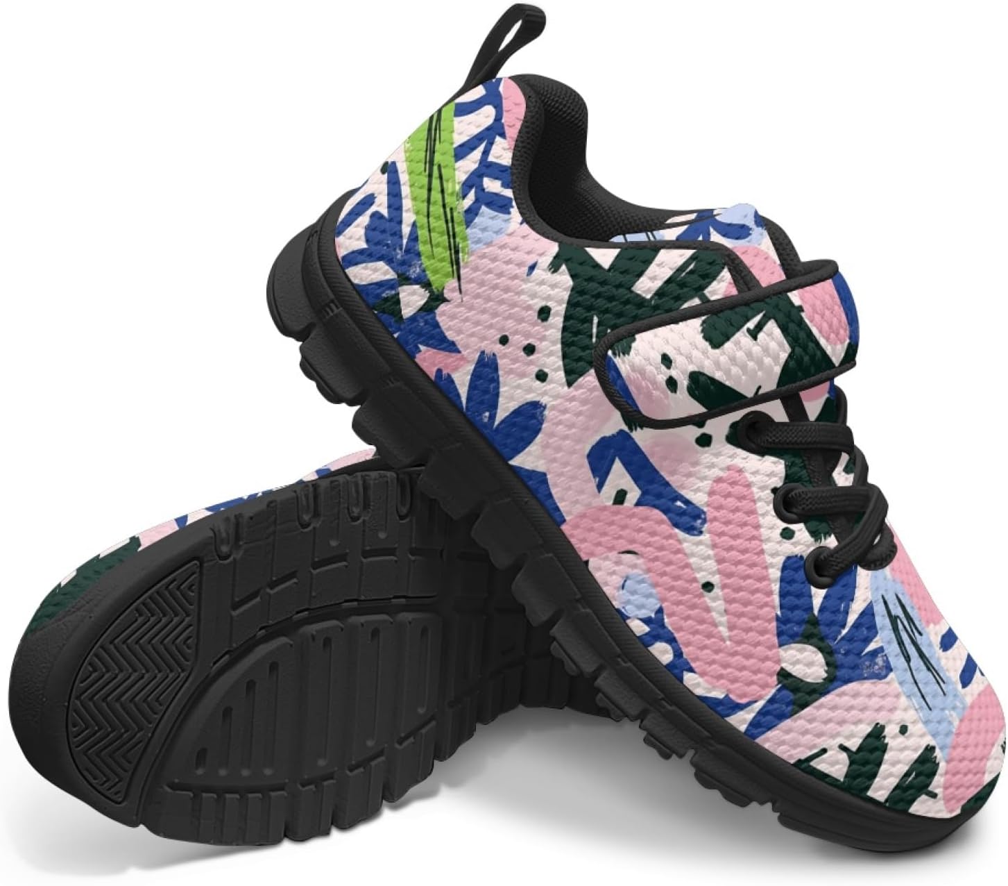 Shoes for Girls Fashion Floral Print Athletic Sneakers Comfy Breathable Sports Running Shoes for Teenager Girls