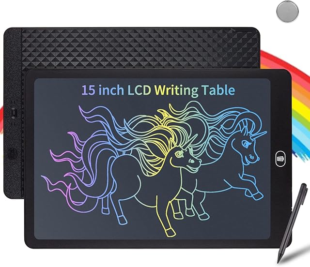 Mamowla LCD Writing Tablet Kids 15 Inch Light Drawing Board Kids Digital Notepad Colorful Digital Ewriter with Lock Function Erasable Electronic Doodle Board for Kids Learning Drawing and Memo,Black