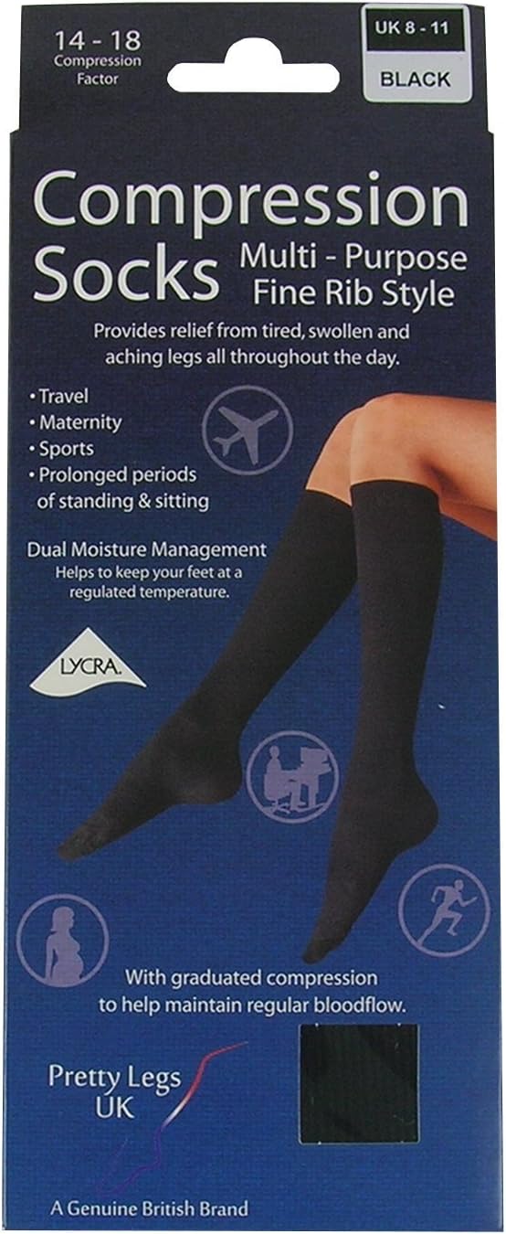 Compression Socks Good For Work or Travel Size 8 11 Black
