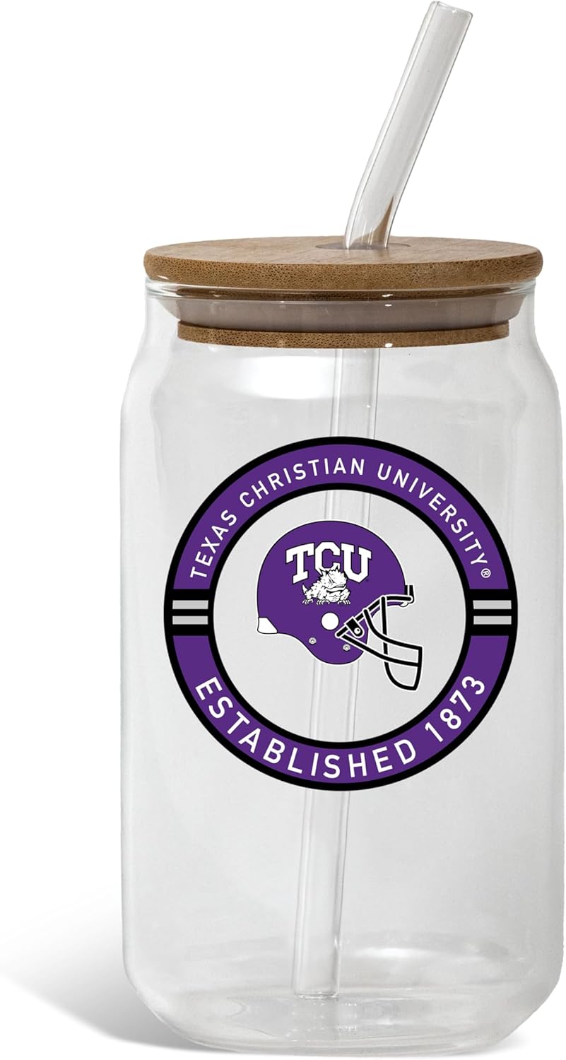 The Memory Company | Licensed NCAA 16oz Vintage Logo Glass with Bamboo Lid