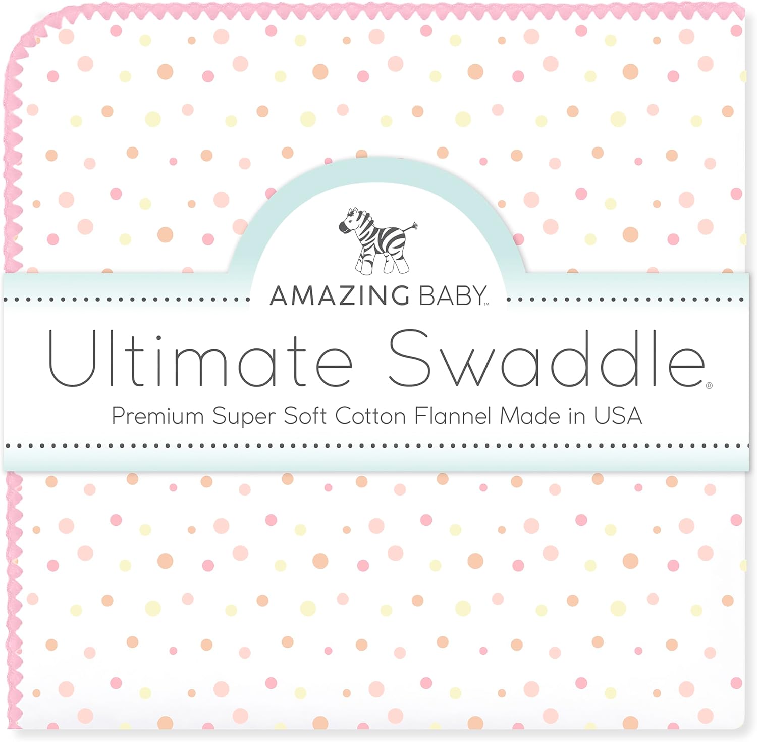Amazing Baby Ultimate Winter Swaddle, X-Large Receiving Blanket, Made in USA, Premium Cotton Flannel, Playful Dots, Multi Pink Mom's Choice Award Winner