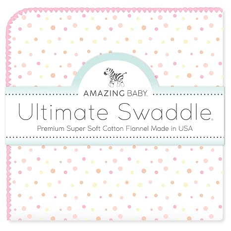 Amazing Baby Large Receiving Blanket, Ultimate Swaddle for Baby Boys, Girls, Softest US Cotton Flannel, Best Shower Gift, MADE in USA, Playful Dots, Multi Blue, Mom’s Choice Winner, 42x42": Buy Online at Best Price in UAE