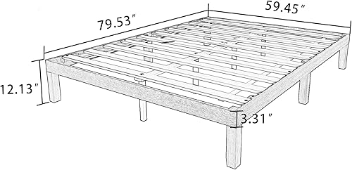 Miniatura 2 de Danxee Base de cama de plataforma de madera con soporte de listones no necesita somier muebles de dormitorio de fácil montaje marrón Queen