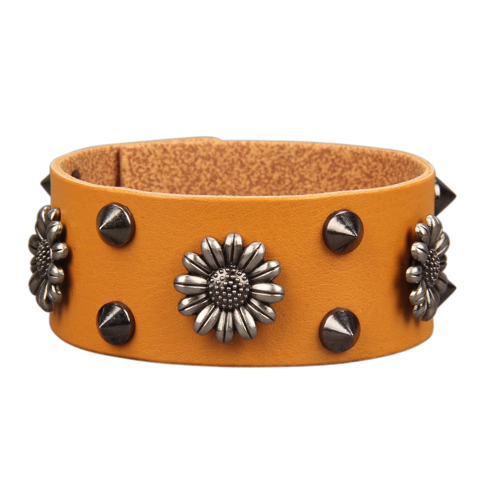 Jeilwiy Punk Leather Wristbands for Men Bracelets Handmade Wide Cuff Bangle Braided Jewelry Black Brown Adjustable - Punk Father's Gifts