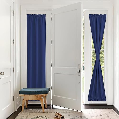 Vista 57 de PONY DANCE Cortina opaca marrón para puerta francesa, persiana de ventana con aislamiento térmico con alzapaños, panel de privacidad para luz