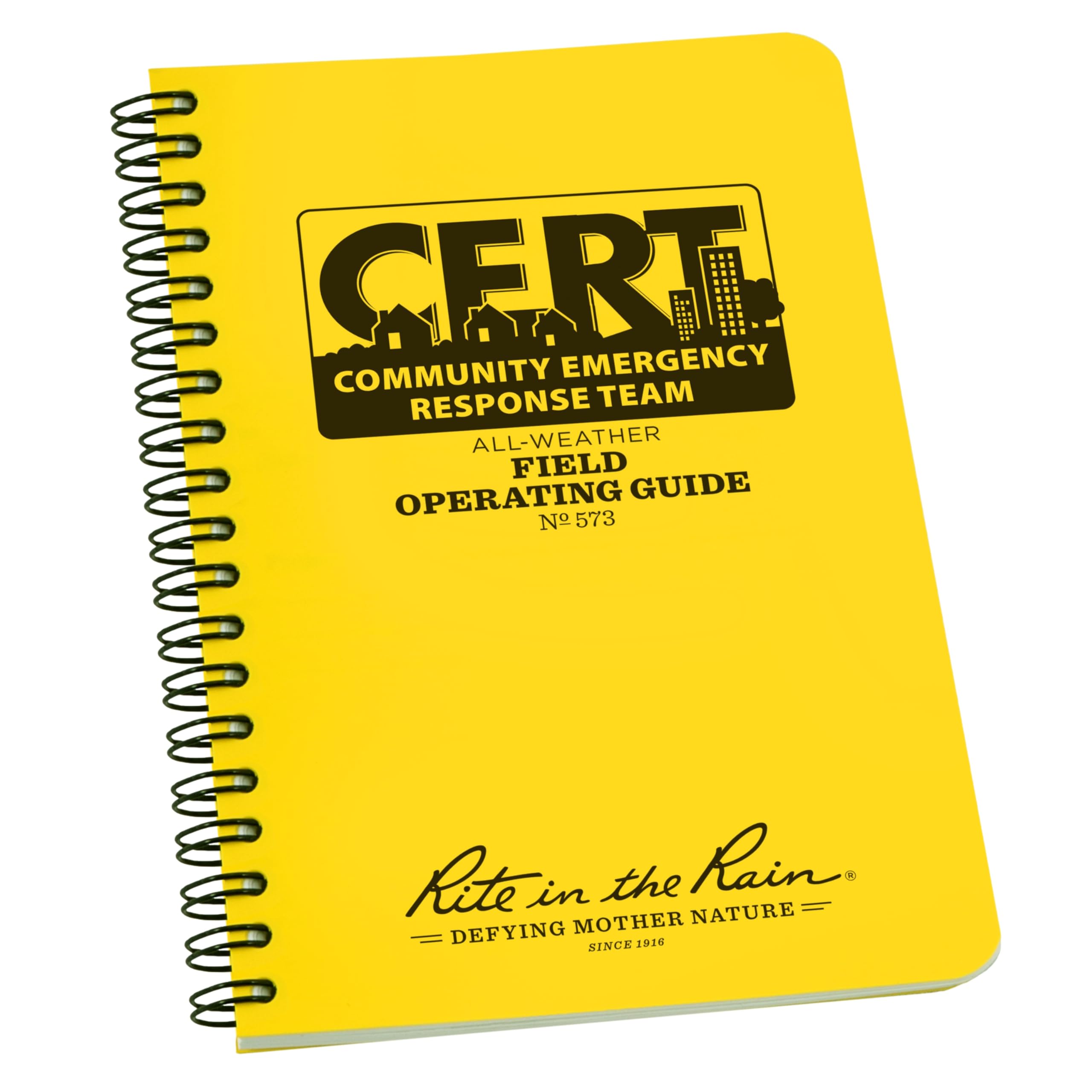 Rite in the RainWeatherproof Side Spiral Notebook, 4.625" x 7", Yellow Cover, CERT Field Operator's Guide FOG (No. 573)