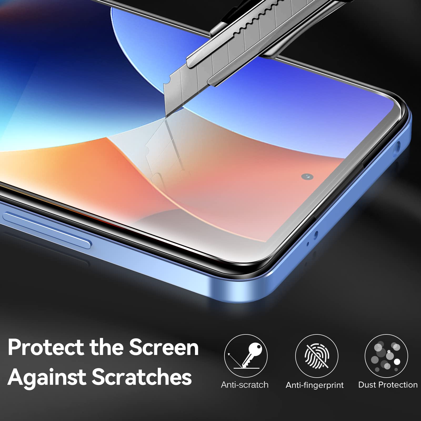 iVoler 3+3 Pezzi Vetro Temperato per Xiaomi Redmi Note 12 4G (Non per Redmi Note 12 5G), 3 Pezzi Pellicola Protettiva Anti Graffio con 3 Pezzi Pellicola Fotocamera e Cornice di Installazione