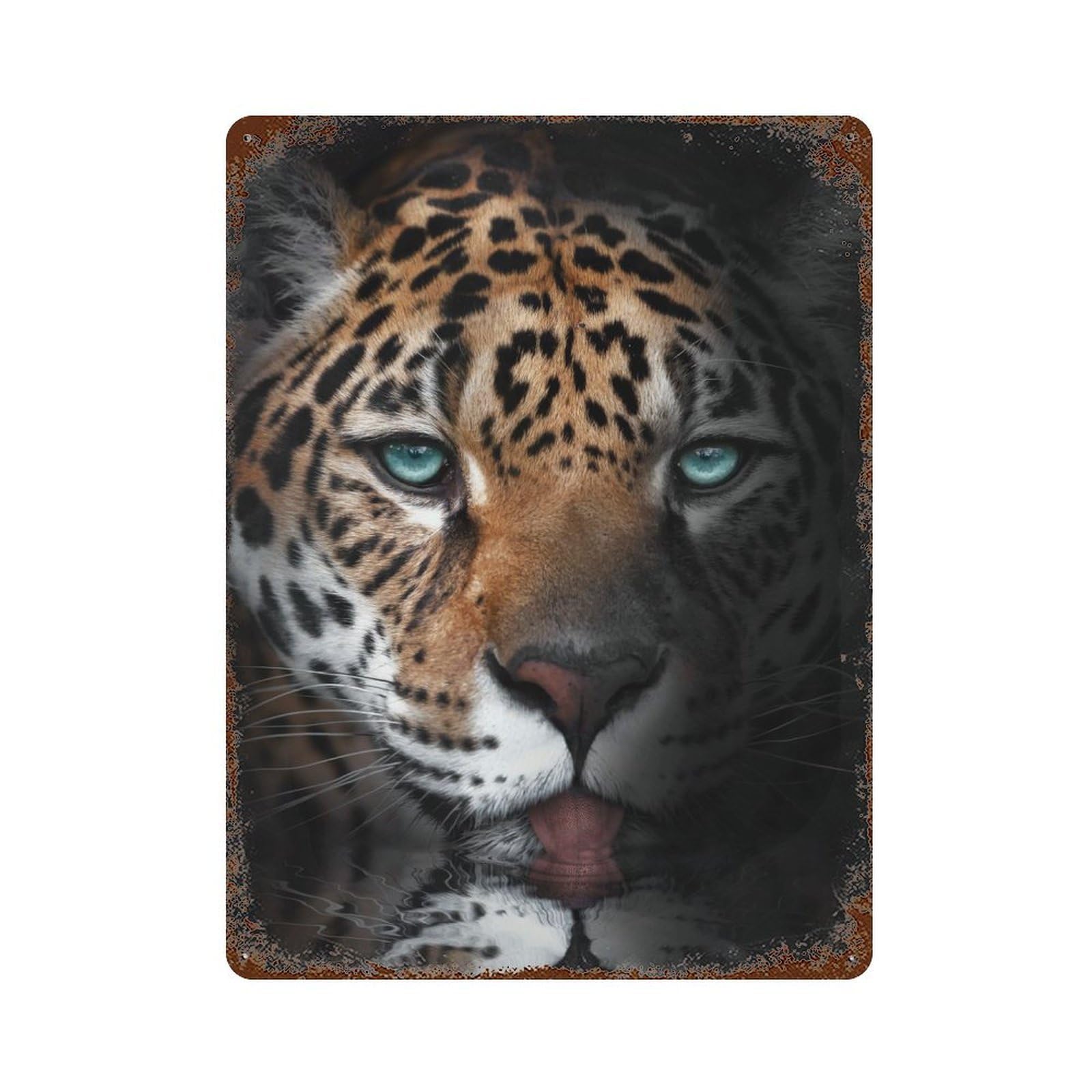 Drinking Jaguar 15.7"x11.8" Rust Effect Tin Sign, Vintage Wall Decor for Farmhouse, Kitchen And Entryway Decor