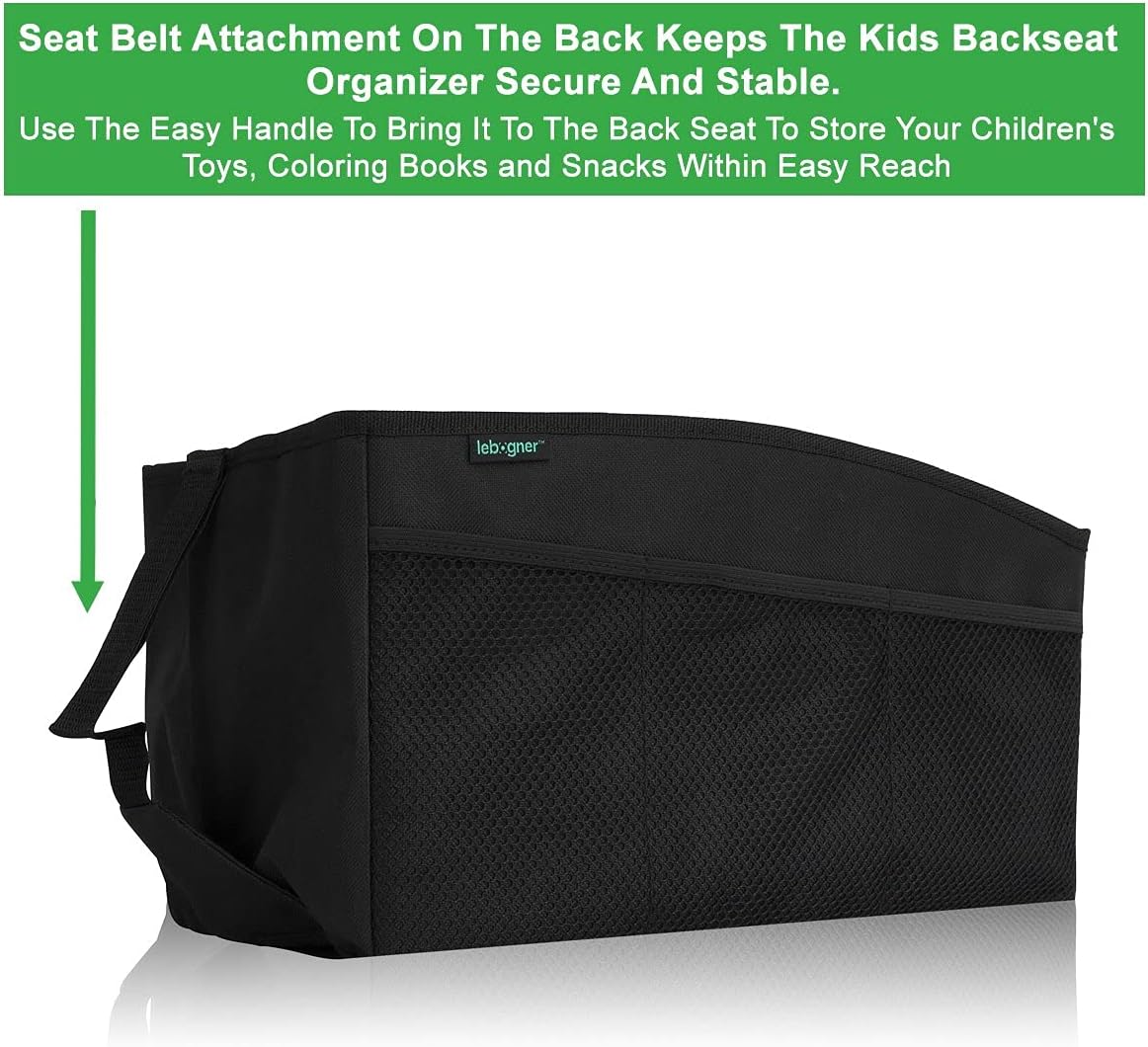 lebogner Kick Mat Auto Seat Back Protectors + 4 Large Organizer Pockets & Car Console Organizer