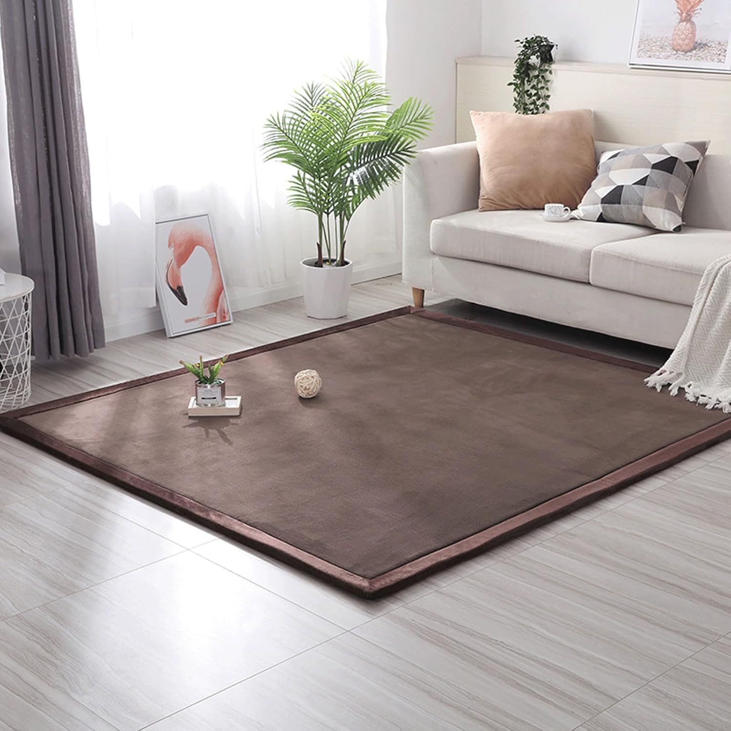 Coral Velvet Rug ，Nursery Bedroom PlayMat ，Nonslip Floor Carpet， Sofa Living Room Carpet The perfect rug for sports and crawling -E-50 * 80cm