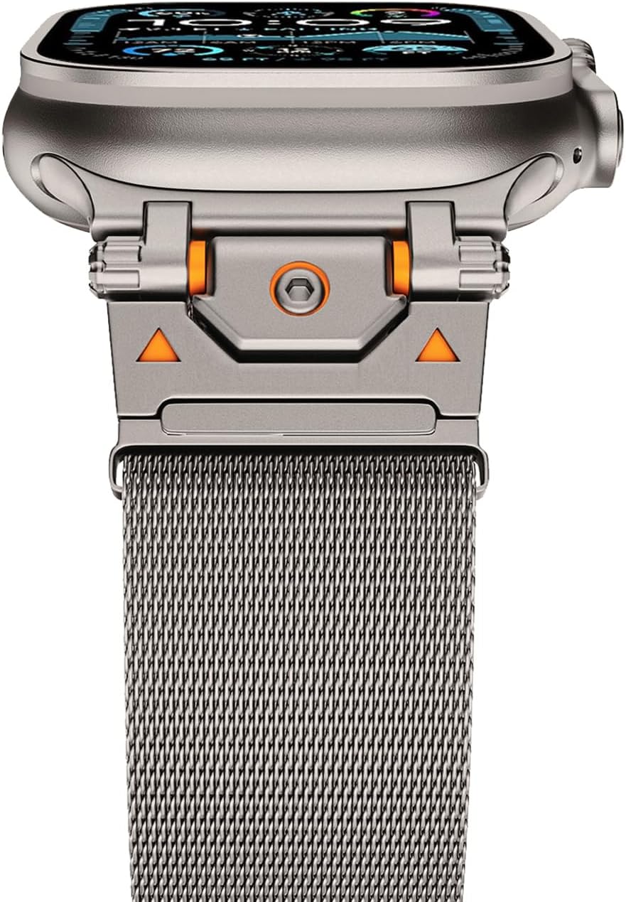 Milanese Loop for Apple Watch Ultra 2 Band 49mm 46mm 45mm 44mm Men Women, Stainless Steel Mesh Strap with Magnetic Clasp & Metal Connector for iWatch Series 10 9 8 7 6 5 4 SE