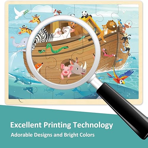 Miniatura 4 de Rompecabezas de 24 piezas para niños de 3 años, rompecabezas de escena religiosa del Arca de Noé, rompecabezas de madera para niños de 3 a 5 años,