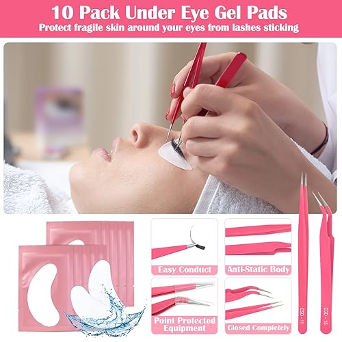 Miniatura 4 de Cludoo Professional Eyelash Extension Supplies Kit with Lash Clusters Lash Kit for Eyelash Extensions Beginners with Lash Fan, Tweezers, Tapes,