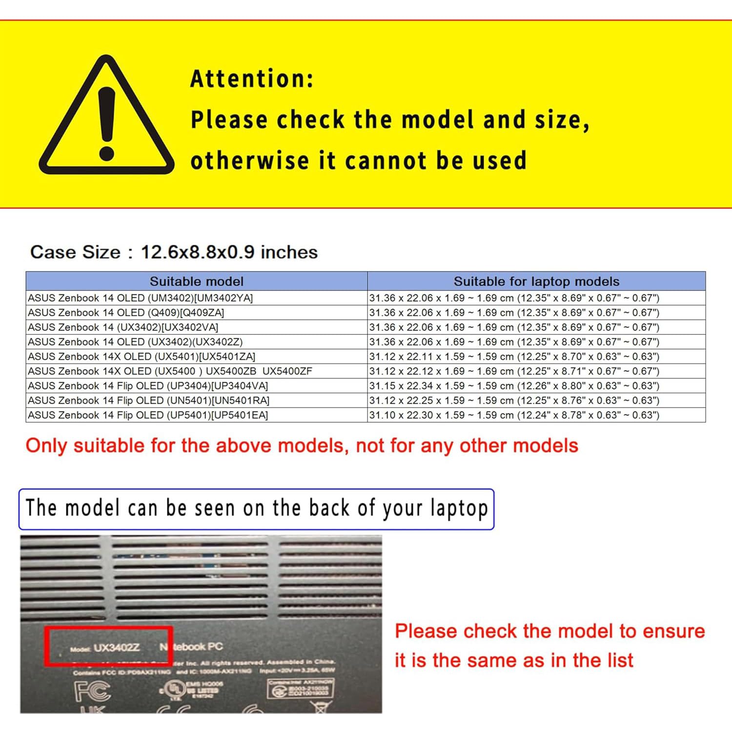 Custodia per computer portatile Asus Zenbook 14 OLED da 14", 14X e 14", custodia a libro per notebook [si prega di controllare il modello], custodia protettiva in pelle PU con portapenne e foro per la