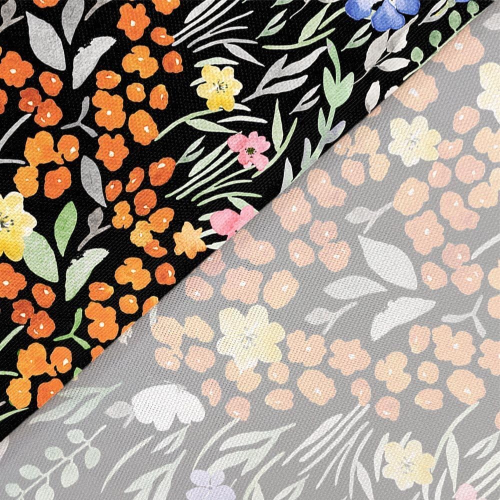 Cute Floral Shower Curtain,Boho Black Kids Watercolor Flower Fabric Spring Girls Girly Wildflower Pink Cloth Bathroom Curtains, Funky Trendy Plant Bathroom Decor Set with Hooks 72x84 Inch