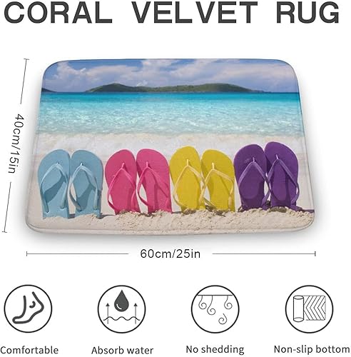 Miniatura 2 de Chanclas de playa con diseño de océano, alfombras de baño de color arcoíris, absorbentes, antideslizantes, alfombras suaves, lavables, para cocina,