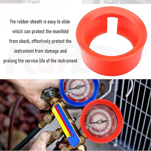 Miniatura 7 de 49190 HVAC Gauge - Cubierta para botas Ye-llow Jacket JB de 3-1/8 pulgadas, cubierta protectora de colector de CA refrigerante (rojo y azul)