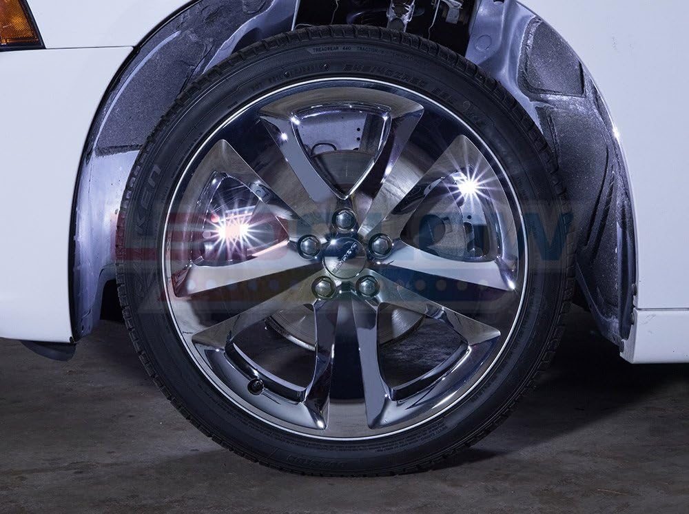 LEDGlow 4pc White LED Wheel Well Fender Accent Neon Lighting Kit for Cars & Trucks - 6 Patterns - Music Mode - 24" Water Resistant Flexible Tubes - Includes Control Box & Wireless Remote