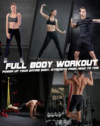 Miniatura 7 de Resistance Bands Set - Pull Up Bands for Men Women, Exercise Bands Resistance with Door Anchor, Training Poster & Pouch for Body Stretching, Pull Up