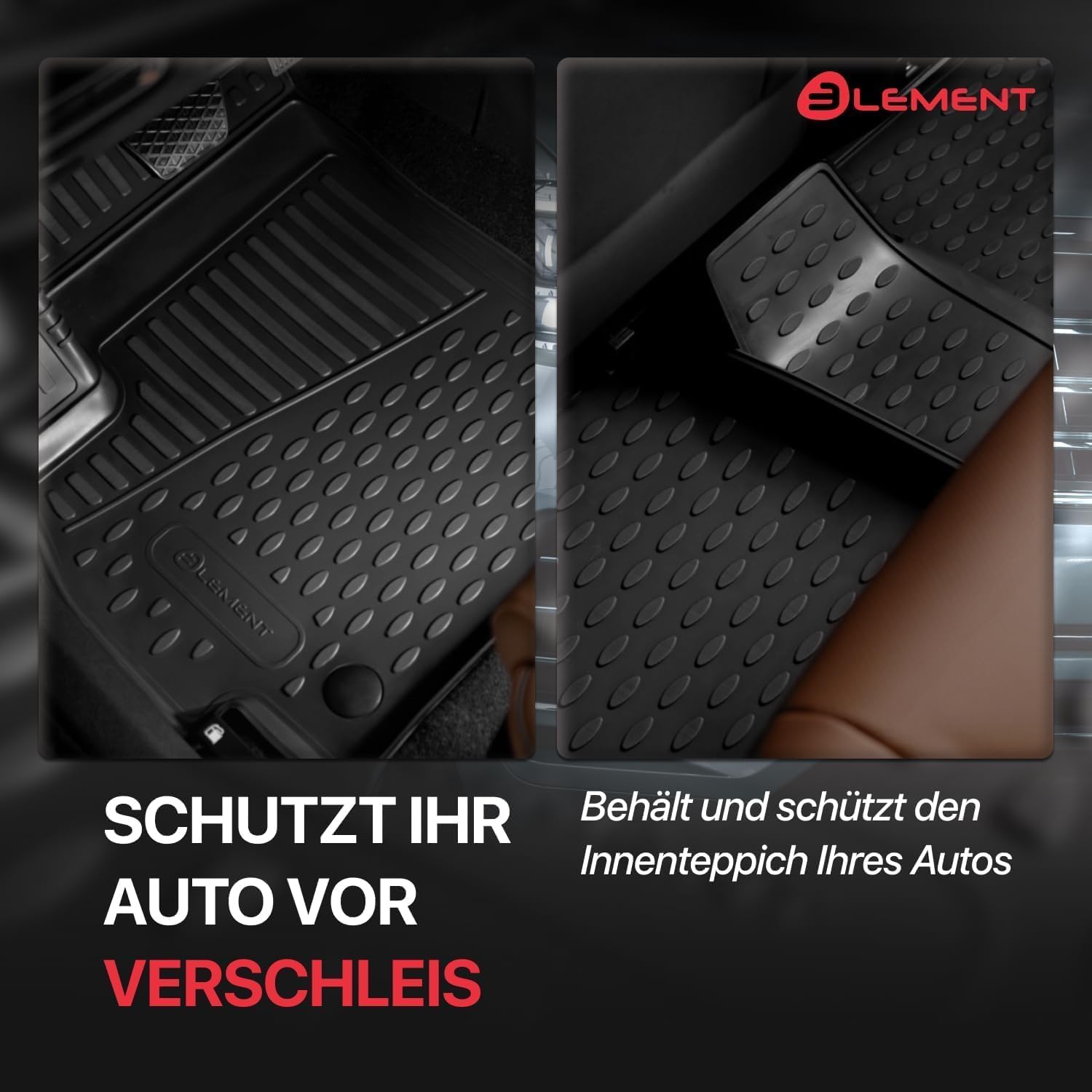 Element Set di tappetini in gomma 3D e tappetini per bagagliaio adatti per Mercedes-Benz GLA (X156) | 2013 – 2019 | 100% su misura, tappetini per auto, tappetini in gomma per auto, tappetini in gomma