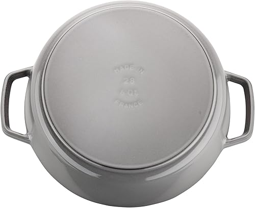 Miniatura 2 de Staub Hierro fundido Cochon Cocotte redondo ancho poco profundo de 6 cuartos - Gris grafito, fabricado en Francia
