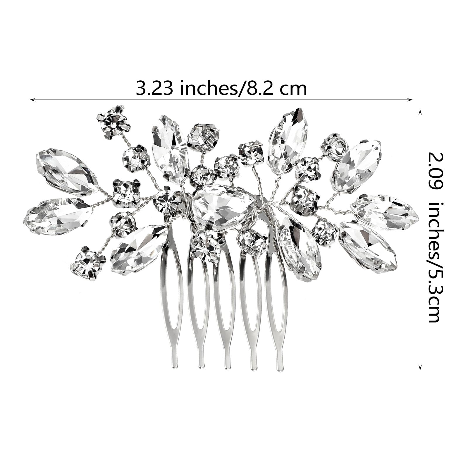 2Pcs Bridal Hair Accessories Silver Wedding Hair Side Combs Wedding Rhinestone Silver Piece Bridal Tiara Flower Headpieces Combs Headband for Women and Girls Valentine's Day Decorations - Image 2