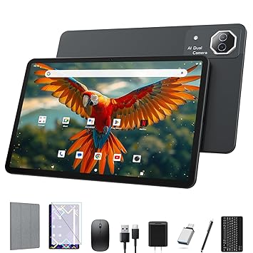 12 inch Android Tablet, 2K Display Android 15 Tablet, MTK G99 Octa-Core, 16GB 256GB 1TB Expansion, 2.4/5G WiFi, 21MP Camera, Widevine L1, Gemini AI 2.0, Tablets with Keyboard, Mouse, Case etc