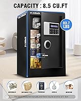 Vista 12 de Caja de seguridad grande a prueba de fuego impermeable de 6.0 pies cúbicos para documentos de oficina, caja de seguridad oculta de acero resistente