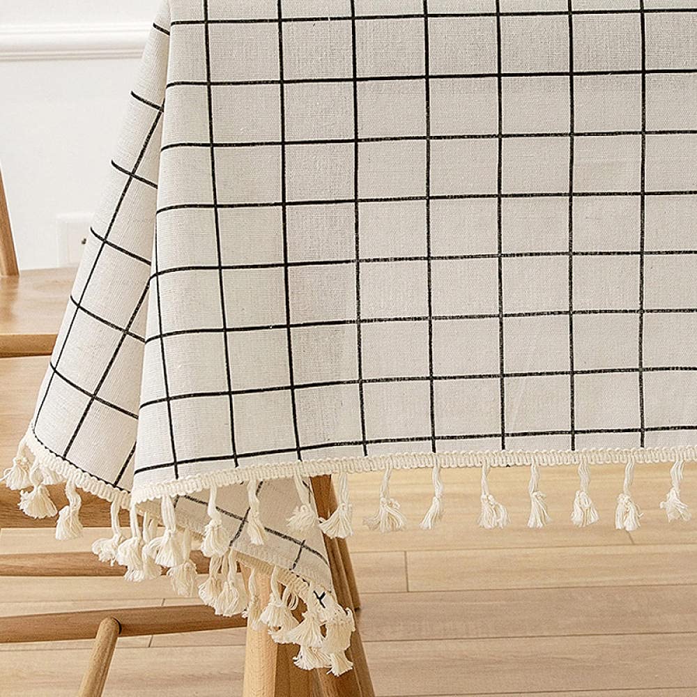 Manteles Mesa Antimanchas Algodón y Lino Transpirable para Bufé Fiesta Cena Boda Picnic y Más White 140 × 240cm