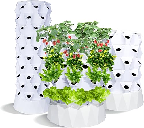 ZXMT Kit de cultivo aeropónico de torre hidropónica de 40 macetas para interiores y exteriores, hierbas, frutas y verduras, bomba hidratante,