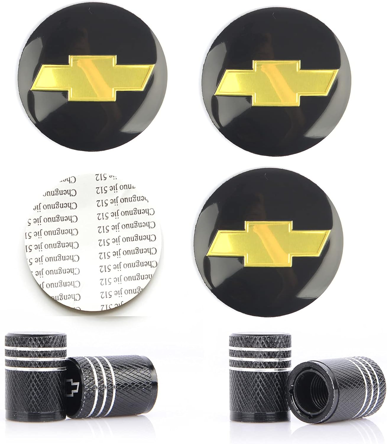 65mm 2.56'' Wheel Center Hub Cap Sticker Decal + Tire Valve Stem Caps Bowtie Emblem fit for Chevrolet C4500 Camaro Chevy Cheyenne Colorado Corvette Cruze Express 2500 3500 4500 Silverado : Automotive