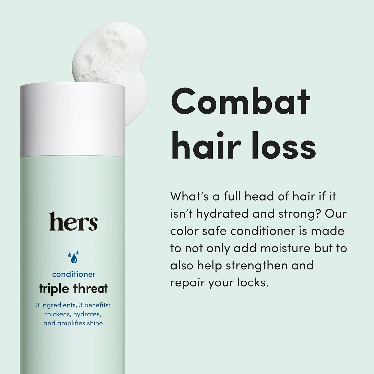 hers Triple Threat Conditioner - Amino Acid, Argan Oil, & Coconut Oil Formula - Moisturizing Conditioner for All Hair Types - Color-Safe & Sulfate-Free - Napa Rose Scent - 6.4 Fl Oz, 2 Pack